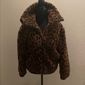BB Dakota Brown Leopard Teddy Jacket